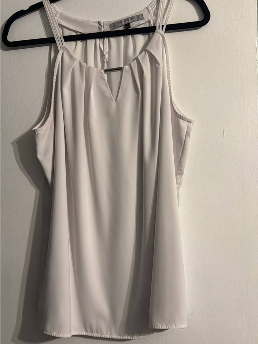 Light Ivory Pleated Sleeveless Blouse